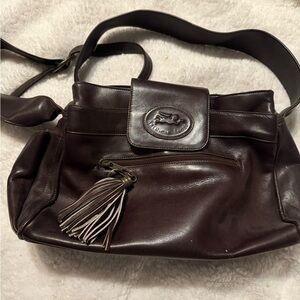 Anerican angel Brown Leather Crossbody Bag with Tassel and Emblem